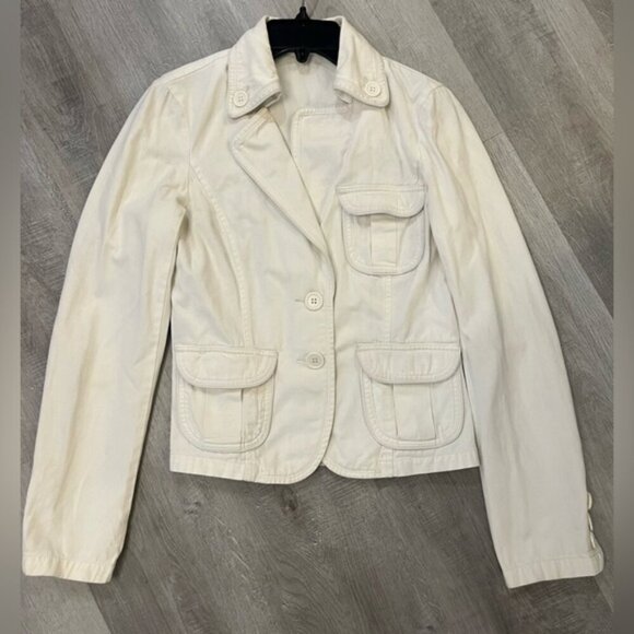 BEDO Y2K White Cropped Cotton Jacket Denim Style Jean Jacket M - Picture 1 of 4